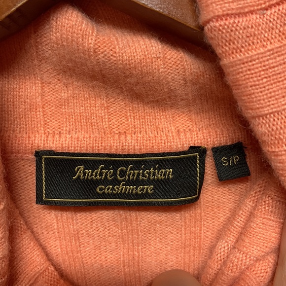 100% Andre Christian cashmere sweater, turtle neck, salmon pink, great condition - Picture 2 of 3